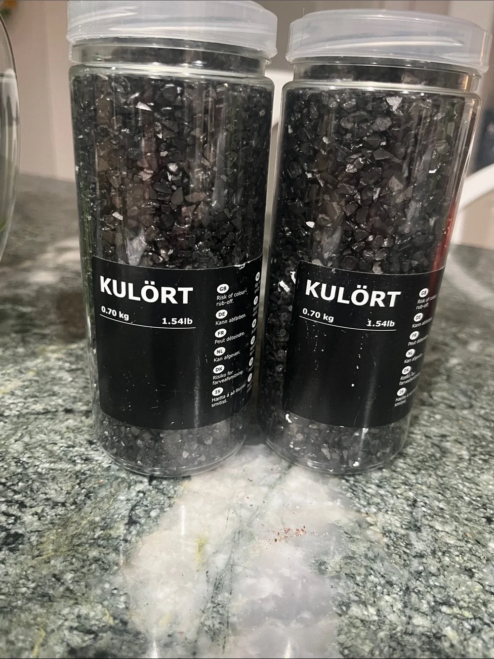 IKEA black decorative gravel jars